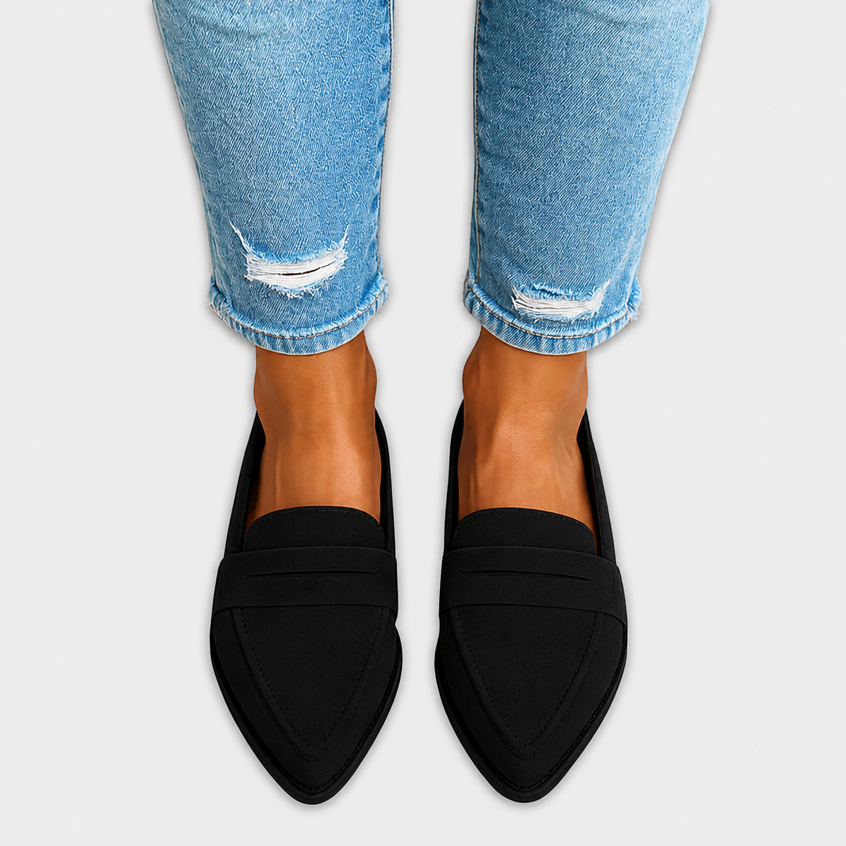 Mocasín Irene — Punta Cónica con Efecto Ante