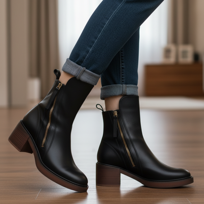 Pernelle | Botas de cuero con tacón cuadrado