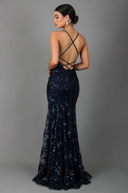 Laurence | Vestido largo drapeado con escote en V