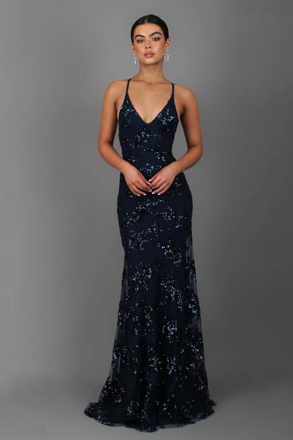 Laurence | Vestido largo drapeado con escote en V