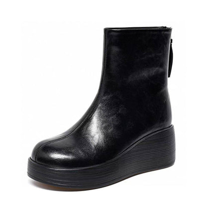 Solange | Botines de cuero con cuña y forro de piel