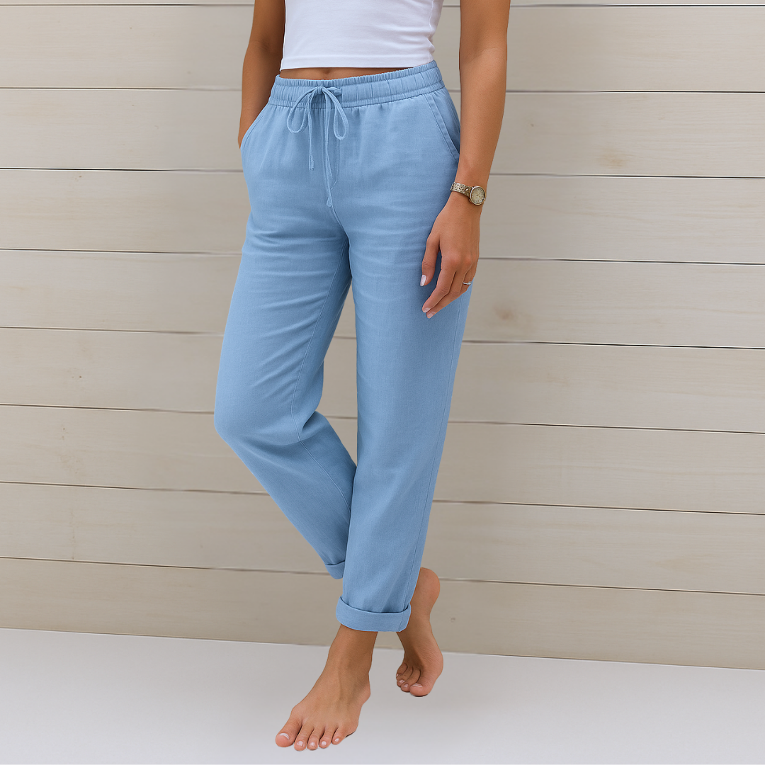 Pantalones de lino elásticos y transpirables de calidad superior