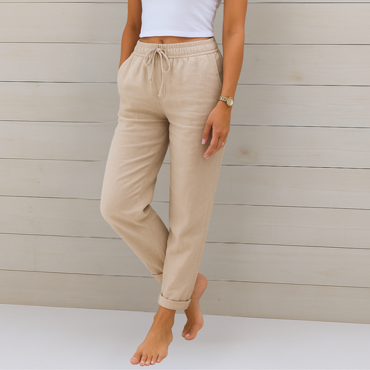 Pantalones de lino elásticos y transpirables de calidad superior