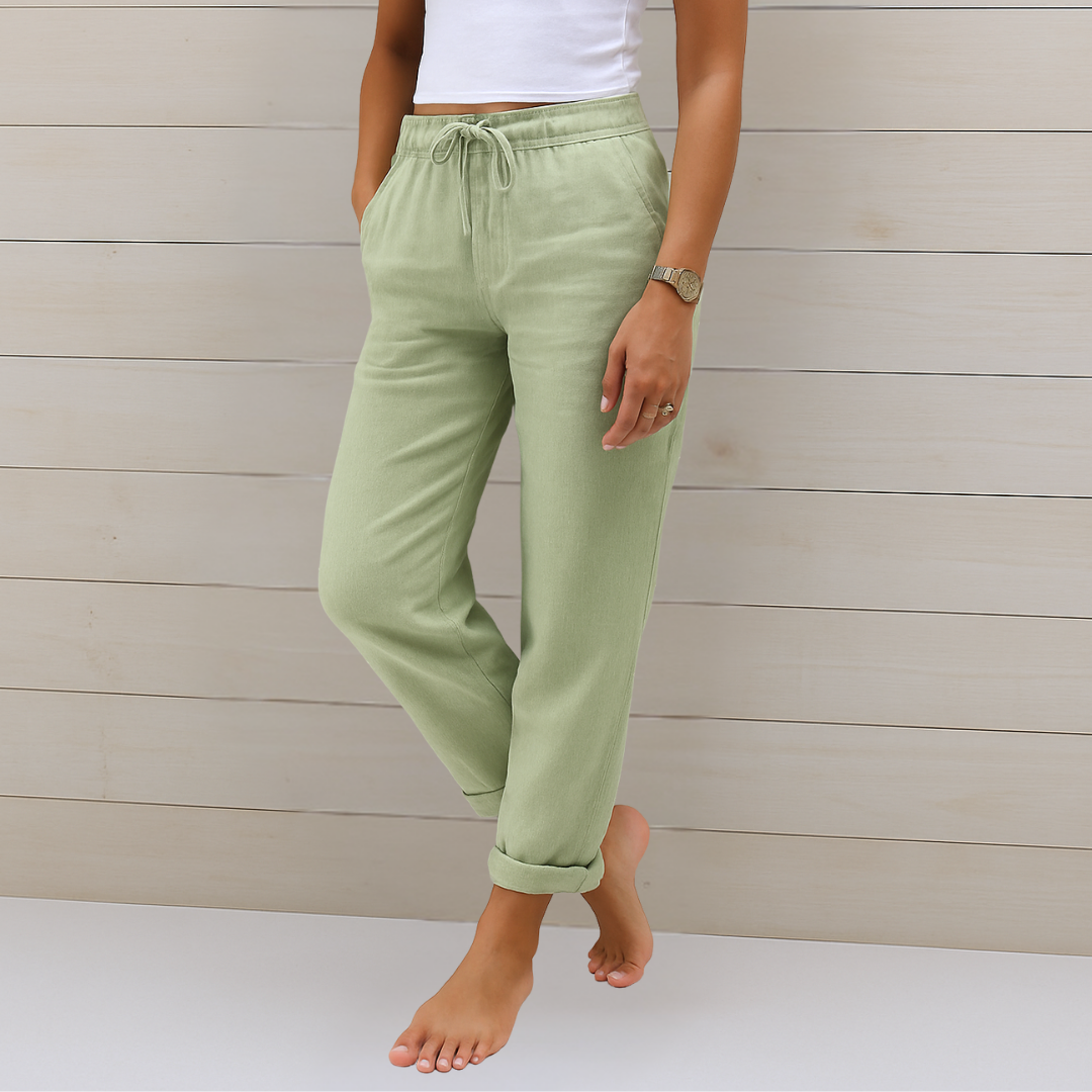Pantalones de lino elásticos y transpirables de calidad superior