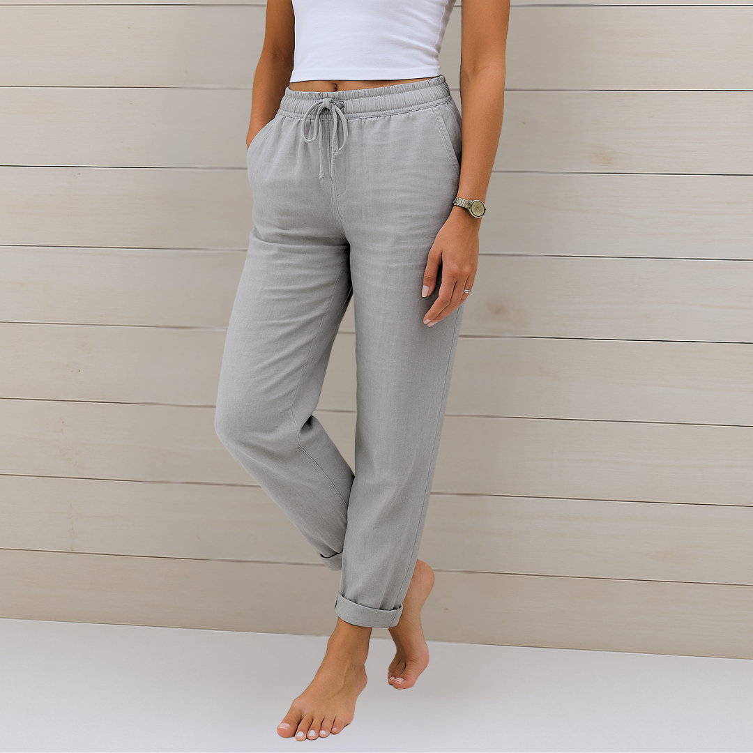 Pantalones de lino elásticos y transpirables de calidad superior
