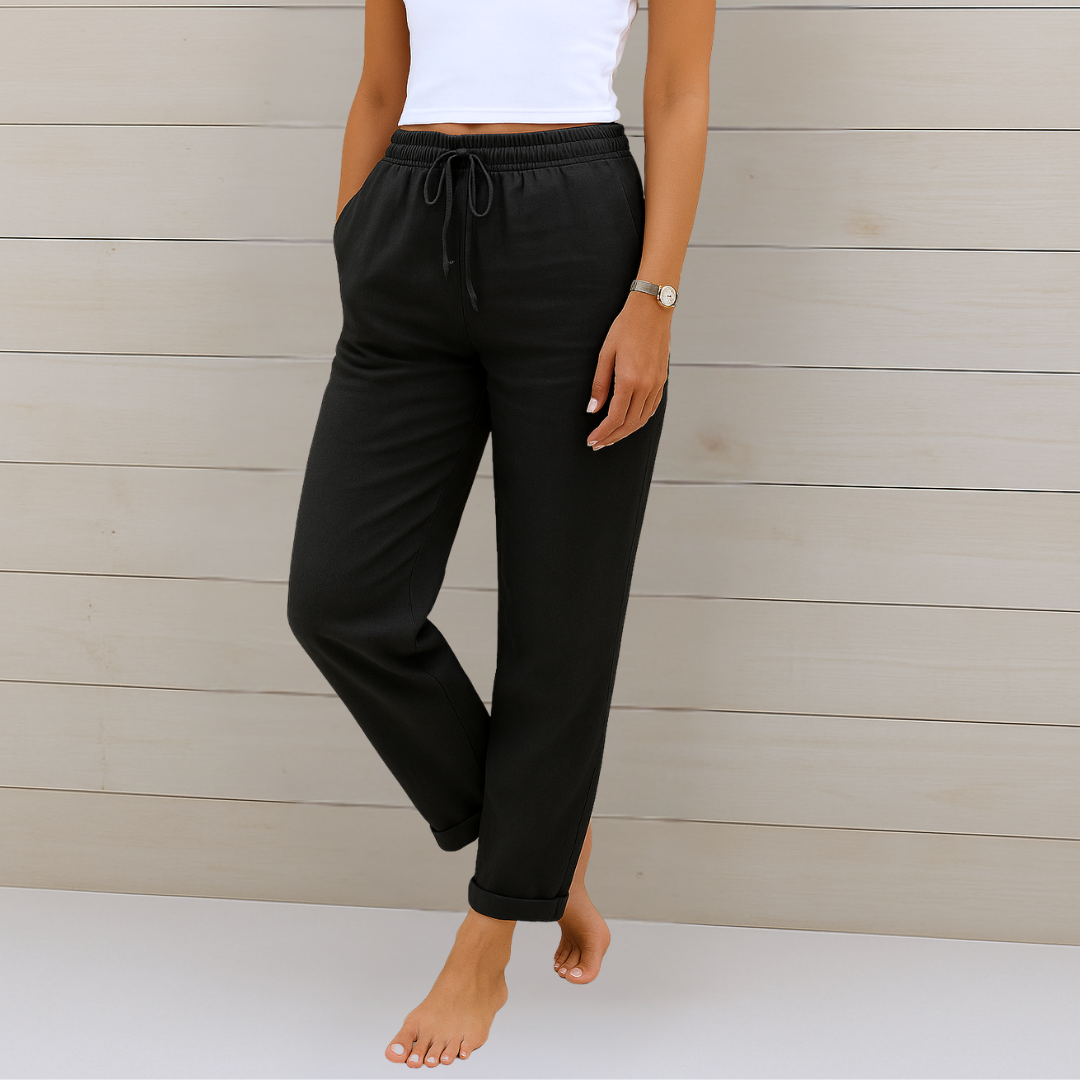 Pantalones de lino elásticos y transpirables de calidad superior