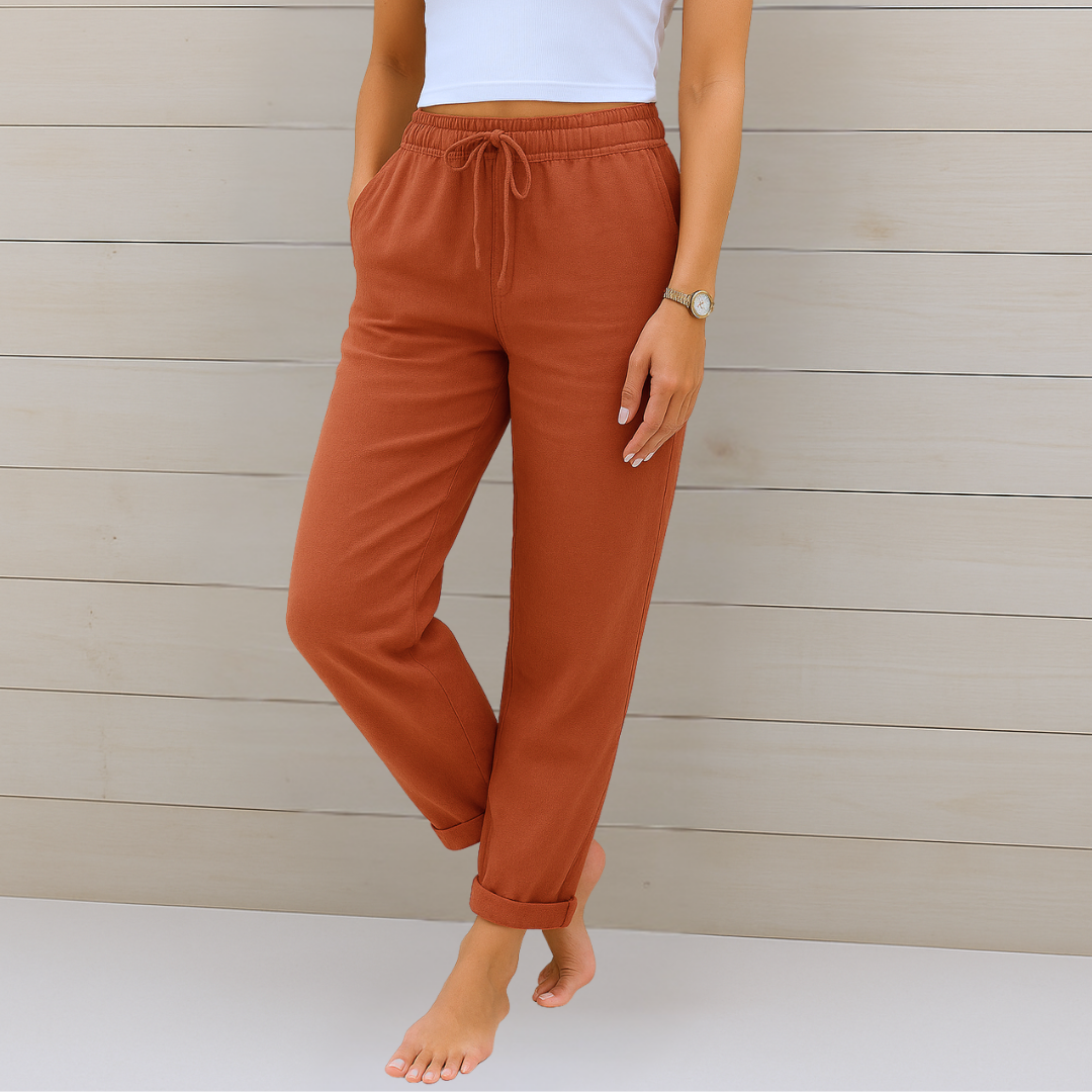 Pantalones de lino elásticos y transpirables de calidad superior
