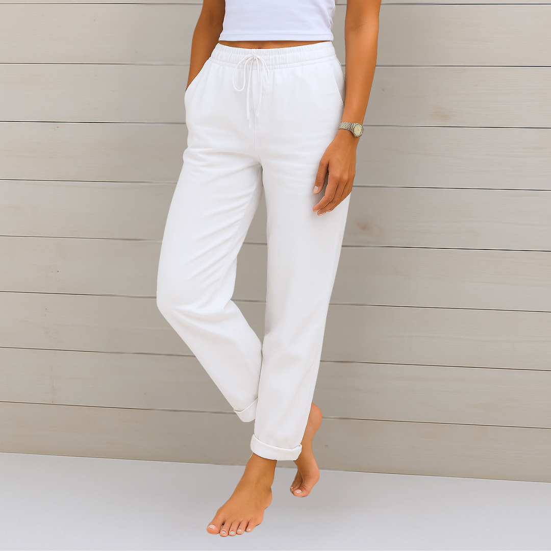 Pantalones de lino elásticos y transpirables de calidad superior