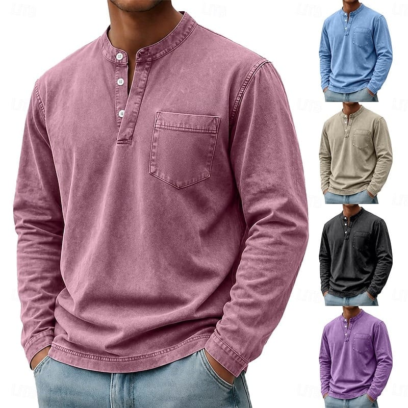 MARCOS | Camiseta de manga larga con cuello abotonado