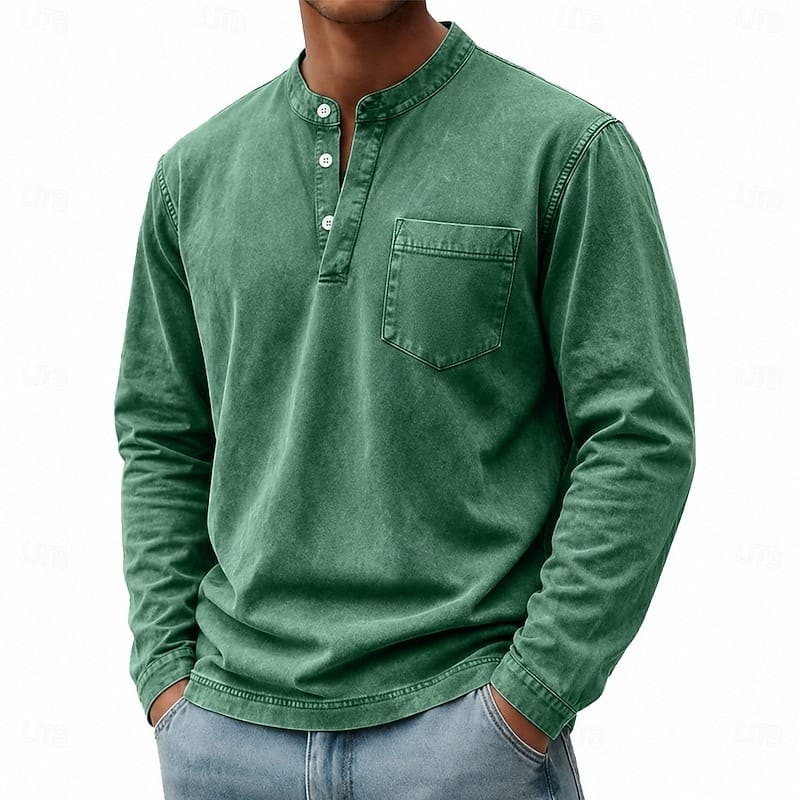 MARCOS | Camiseta de manga larga con cuello abotonado