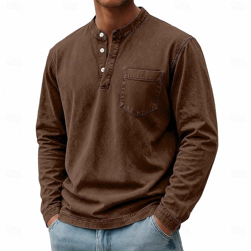 MARCOS | Camiseta de manga larga con cuello abotonado
