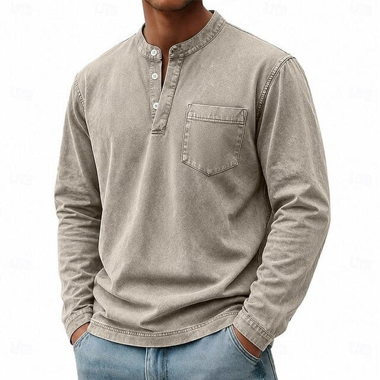 MARCOS | Camiseta de manga larga con cuello abotonado