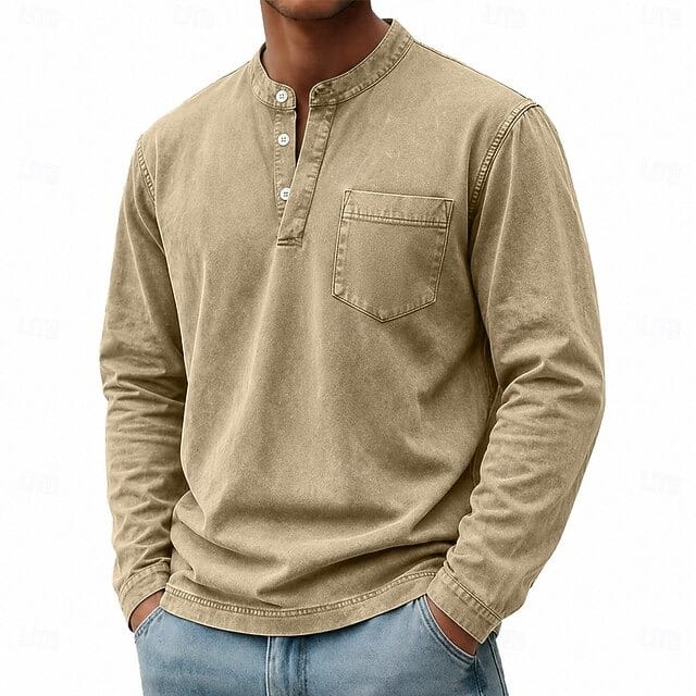 MARCOS | Camiseta de manga larga con cuello abotonado