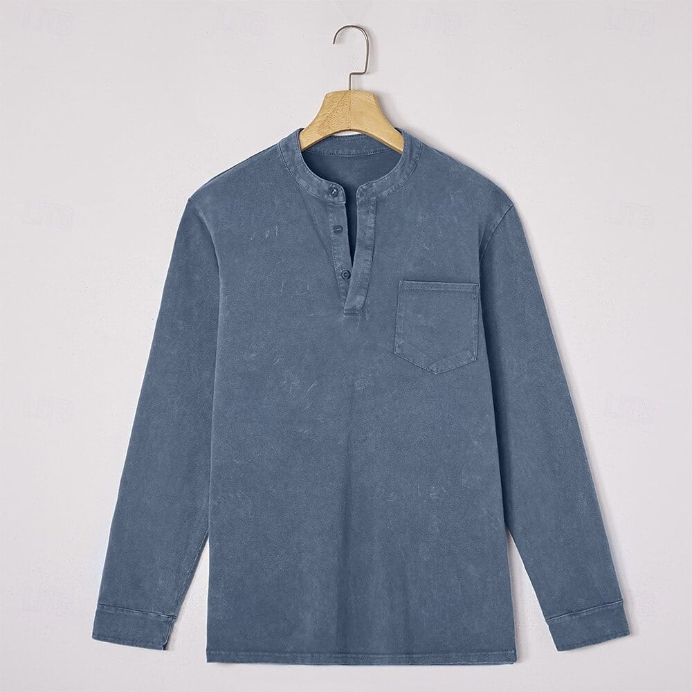 MARCOS | Camiseta de manga larga con cuello abotonado
